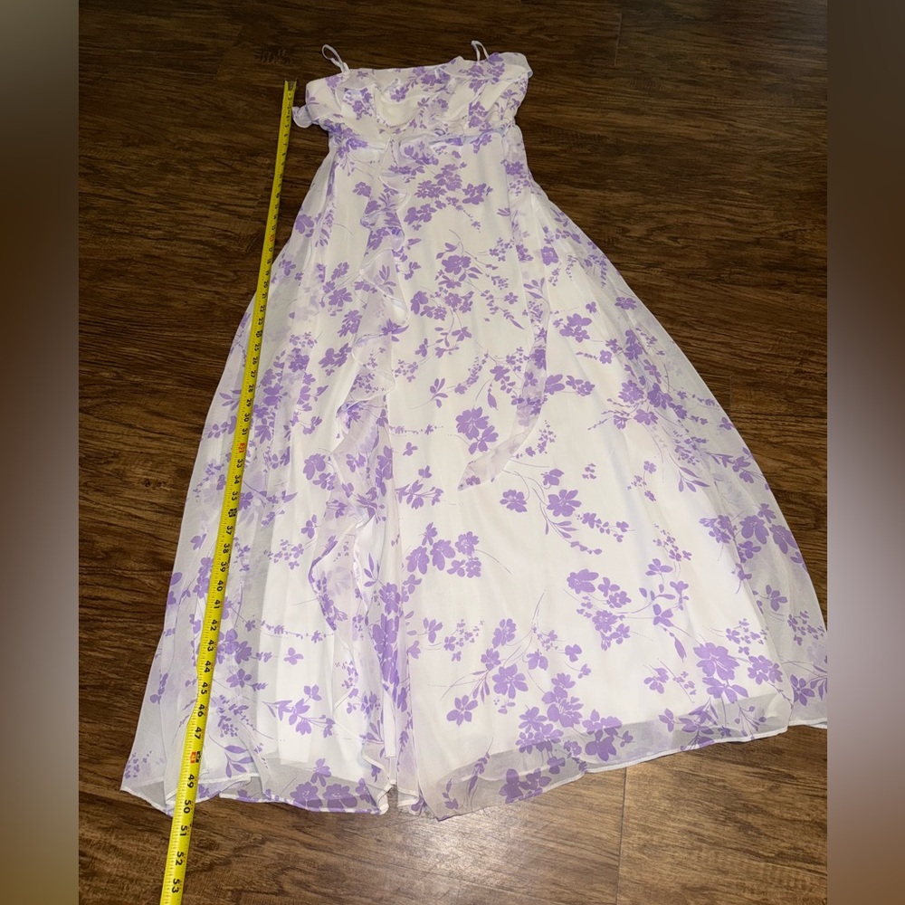 Premier Amour White and Purple Floral Dress